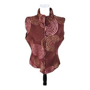 Vintage Covelo Womens Artsy Boho Burgundy 100%‎ Wool Western Chic Zip Vest L